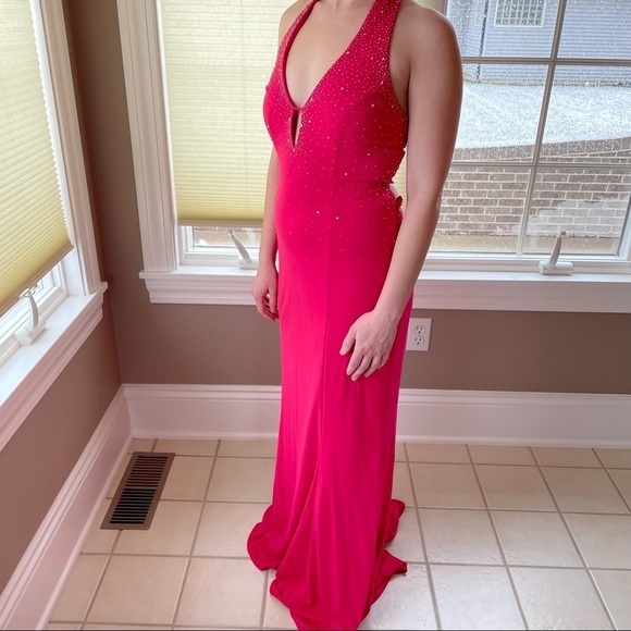 Niki by Niki Lavas Dresses & Skirts - Beaded Barbie Pink Floor Length Formal Gown Prom Homecoming Dress Hot Pink